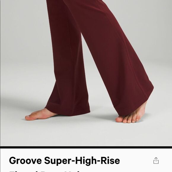 LULULEMON  Groove Pant Flare Super High Rise Leggings RED MERLOT Wine SIZE 4 NWT - Picture 14 of 15